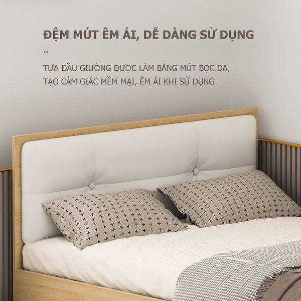 Giường Ngủ, Giường Đơn, Giường Bệt Gỗ MDF Có Ngăn Kéo Để Đồ Tiện Lợi, Hiện Đại GAPI - GP239