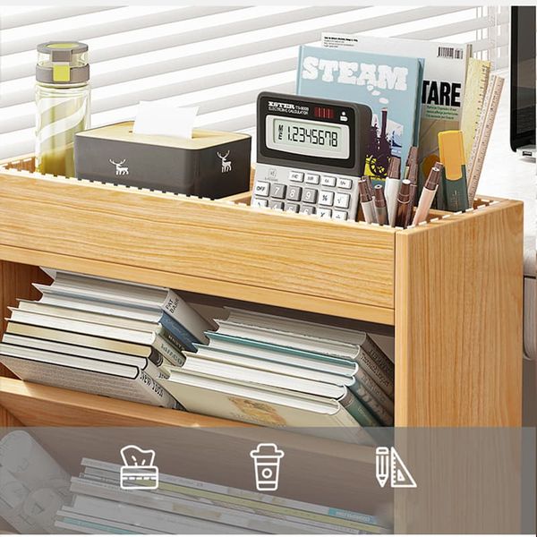 Kệ Sách Ngăn Chéo GAPI Có Bánh Xe Màu Gỗ - GP189