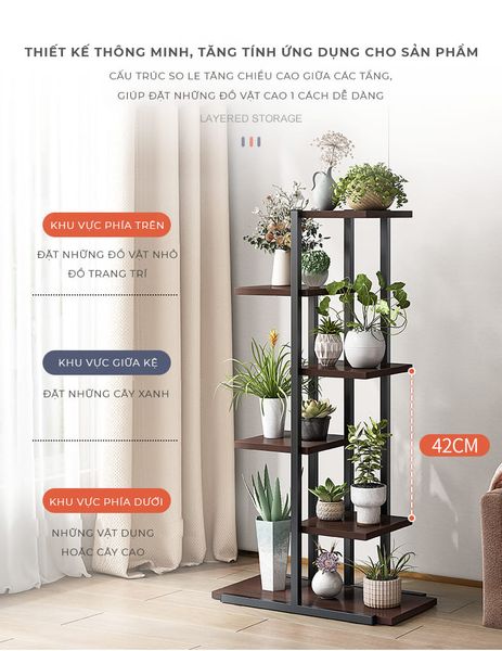 Kệ Để Chậu Cây Khung Gỗ MDF GAPI - GM159