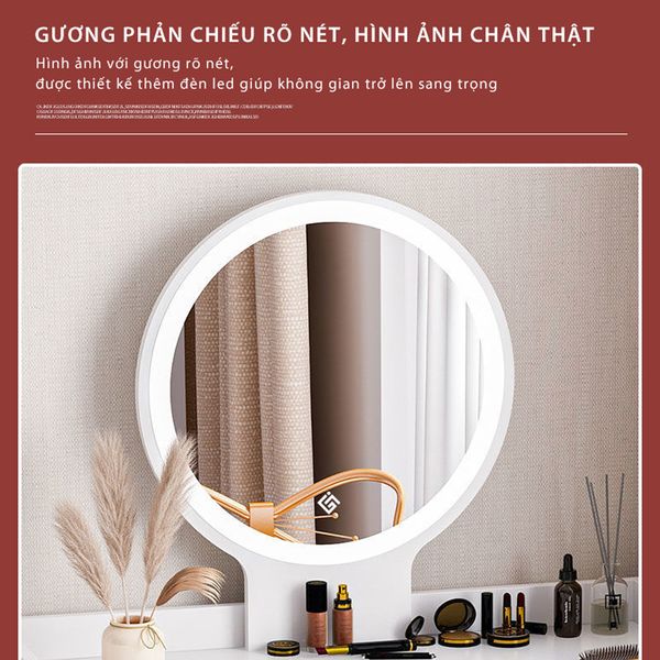 Bàn Trang Điểm Gỗ MDF Thông Minh Có Gương LED Tiện Lợi, Đa Năng GAPI - GP202