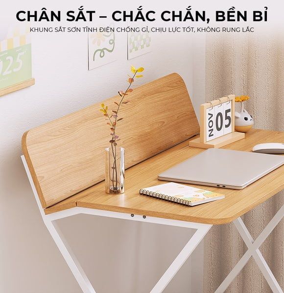 Bàn Làm Việc Khung Trắng Vân Gỗ - GM210.13