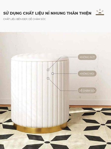 Ghế đôn trang điểm màu trắng thanh lịch - GC45