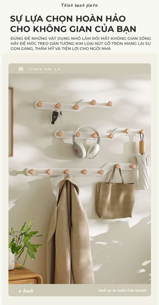 [Giảm giá 60%] Móc Treo Quần Áo Tường Nút Gỗ Tròn - GM180