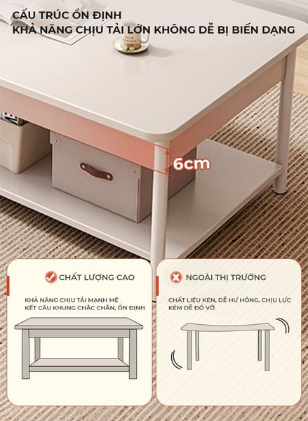 Bàn Trà Cafe 2 Tầng Tiện Lợi Gỗ MDF Cao Cấp GAPI - GM137