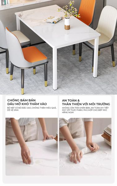 Bàn ăn vân đá cao cấp hiện đại, sang trọng cho không gian sống - GM213