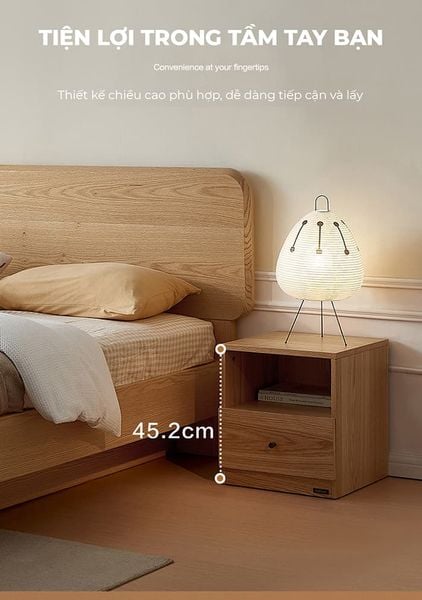 Tủ đầu giường gỗ công nghiệp 1 ngăn kéo và 1 hộc mở tiện lợi - GP343