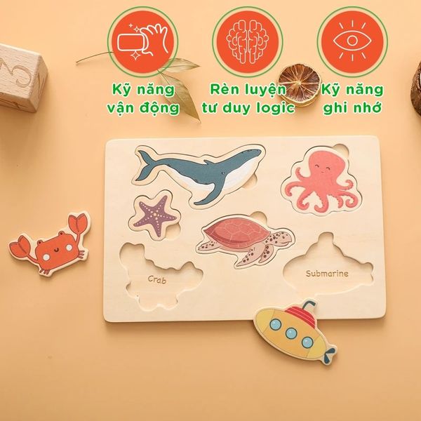 Bảng Đồ Chơi Giáo Dục Khám Phá Đại Dương Thông Minh Cho Bé Gỗ Cao Cấp GAPI - TOY07