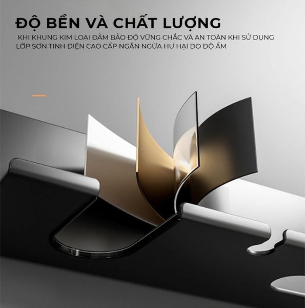 Kệ nhà tắm kim loại kết hợp gỗ vân sồi - GM197