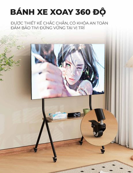 Giá Treo Tivi Khung Sắt Mặt Gỗ - GM189