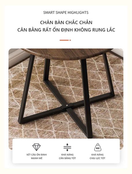 Bàn Trà Chân Sắt Mặt Phủ PVC - GM85
