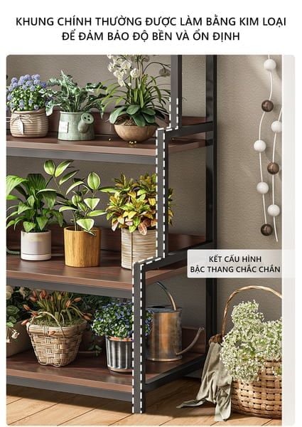 Kệ Cây 3-4 Tầng Gỗ MDF 15 Ly Đa Năng Màu Óc Chó - Nội Thất IGA - GM124