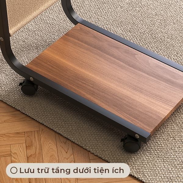 Bàn Trà Gỗ Chữ U Đa Năng Tích Hợp Bánh Xe Di Động, Lắp Đặt Dễ Dàng - Nội Thất IGA - GM102