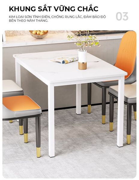 Bàn ăn vân đá cao cấp hiện đại, sang trọng cho không gian sống - GM213