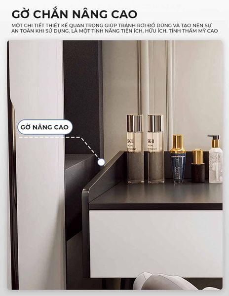 Bàn Trang Điểm Đen Trắng Hiện Đại Kết Hợp Tủ Lưu Trữ - GP367