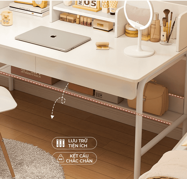 Bàn Làm Việc Có Ngăn Kéo Tích Hợp Kệ Sách Đa Năng Gỗ MDF GAPI - GM162