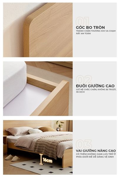 Giường Đôi Hiện Đại Gỗ MDF Cao Cấp GAPI - GP338