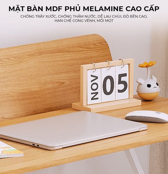 Bàn Làm Việc Khung Trắng Vân Gỗ - GM210.13