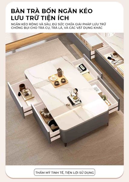 Bàn Trà Sofa Vân Đá Sang Trọng Hiện Đại - GP379