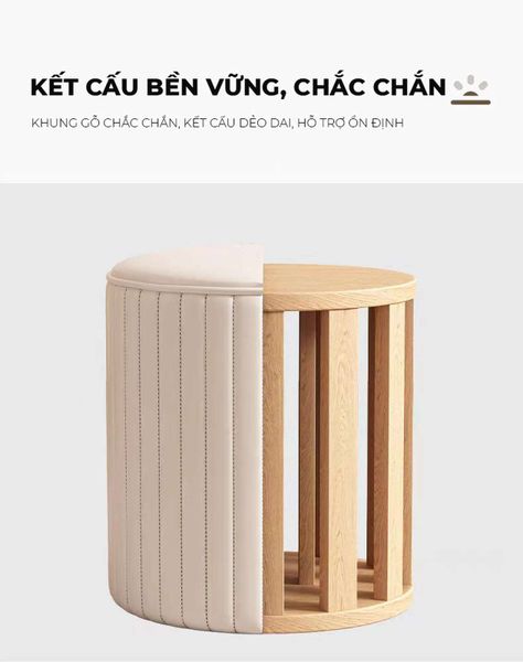 Ghế đôn trang điểm màu trắng thanh lịch - GC45