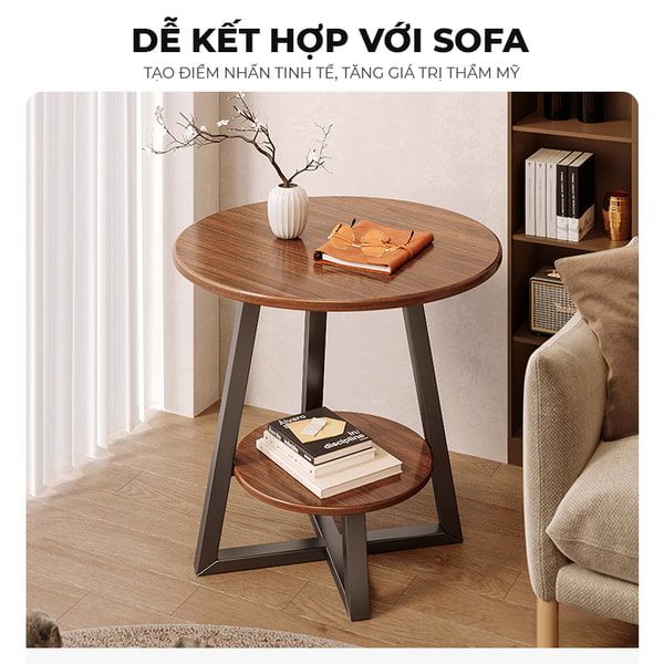 Bàn Trà Chân Đen Mặt Óc Chó - GM206.26