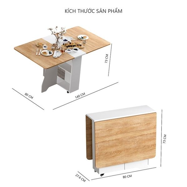 Bàn Ăn Thông Minh Gấp Gọn Gỗ MDF Hiện Đại GAPI - BATM5