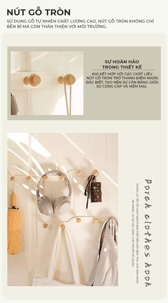 [Giảm giá 60%] Móc Treo Quần Áo Tường Nút Gỗ Tròn - GM180