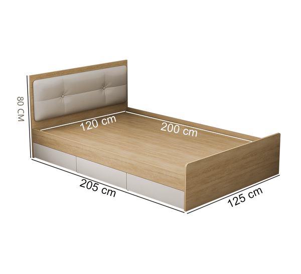 Giường Ngủ, Giường Đơn, Giường Bệt Gỗ MDF Có Ngăn Kéo Để Đồ Tiện Lợi, Hiện Đại GAPI - GP239