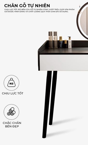 Bàn Trang Điểm Đen Trắng Hiện Đại Kết Hợp Tủ Lưu Trữ - GP367