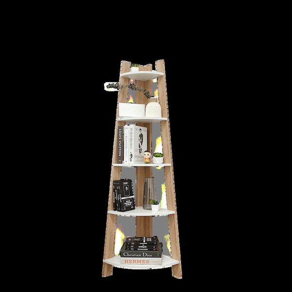 Kệ Góc Đa Năng Corner 5F Gỗ MDF Màu Trắng-Vân Gỗ - GP115