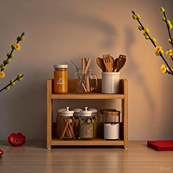 Kệ Đựng Gia Vị Gỗ MDF 2 Tầng Đa Năng - Nội Thất IGA - GA18