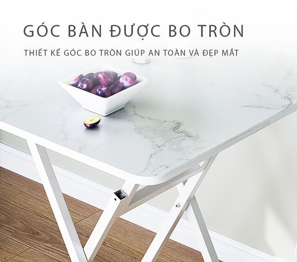 Bàn Ăn Thông Minh MDF Chân Sắt Gấp Gọn Tiện Lợi, Hiện Đại GAPI - GM125
