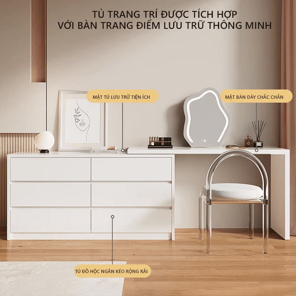 Bàn Trang Điểm Kết Hợp Tủ Đa Năng Hiện Đại GAPI - GP305 (KHÔNG KÈM GƯƠNG)