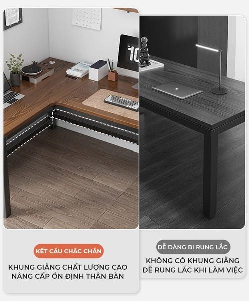 Bàn Học Thông Minh Chữ L Đen Gỗ Óc Chó Hiện Đại IGA - GM126