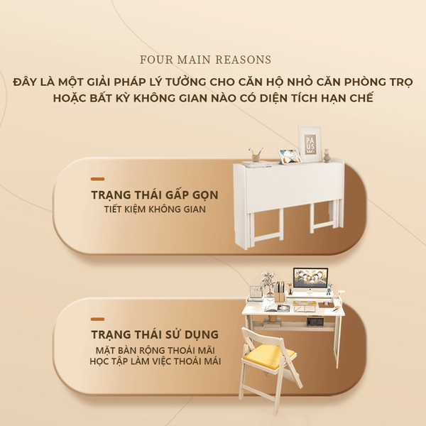 Bàn Làm Việc Gấp Gọn Thông Minh Đa Năng, Hiện Đại GAPI - GP309