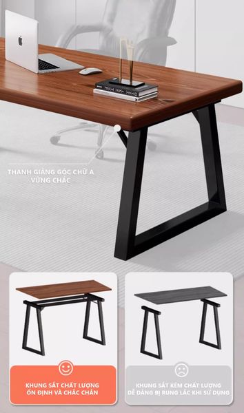 Bàn Văn Phòng Khung Sắt Sơn Tĩnh Điện Mặt Gỗ Công Nghiệp Chống Xước - Nội Thất IGA GM121