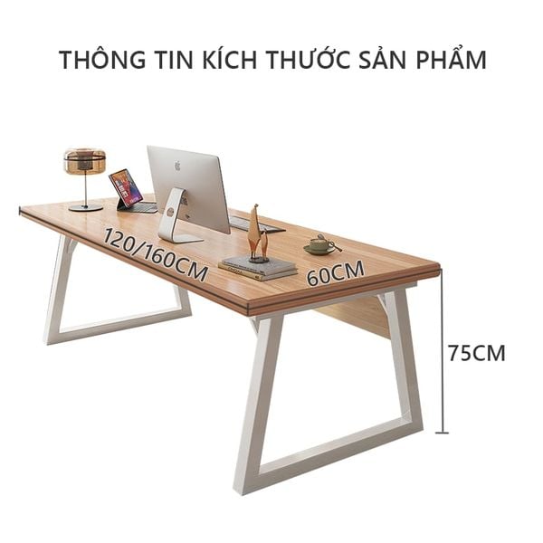 Bàn Văn Phòng Khung Sắt Sơn Tĩnh Điện Mặt Gỗ Công Nghiệp Chống Xước - Nội Thất IGA GM121