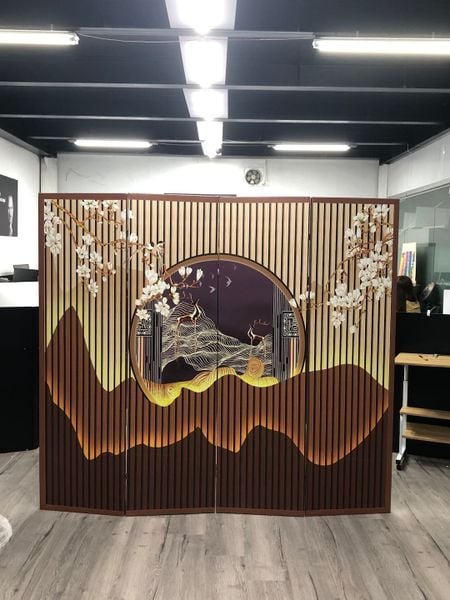 Bộ Bình phong 4 tấm in vải canvas GP392