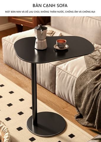 Bàn Trà Trang Trí Phòng Khách Khung Chữ C, Full Đen/Trắng - Nội Thất IGA - GM116