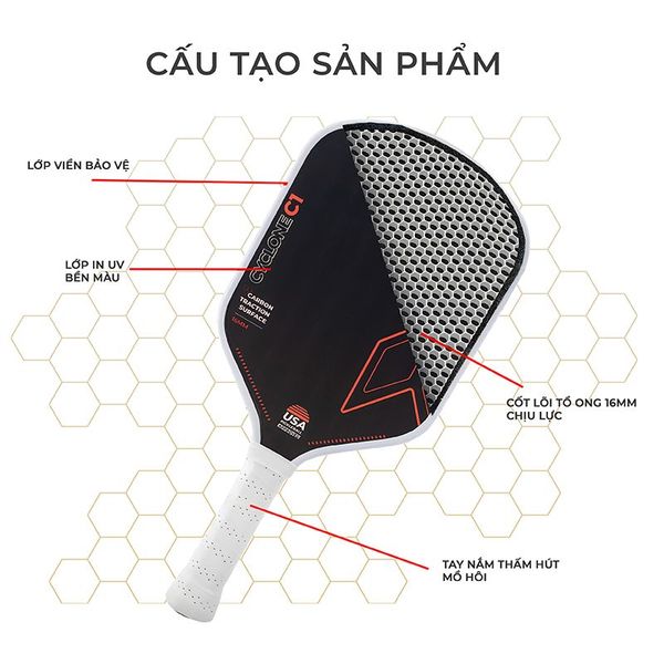 Vợt Pickleball Màu Đen Hiện Đại GAPI - PK01A.8
