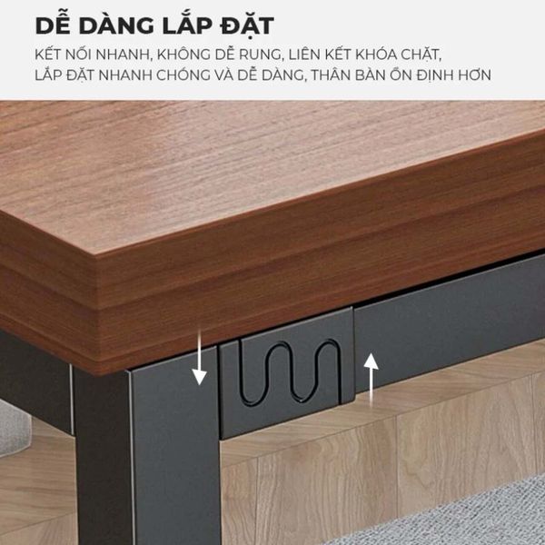 Combo Bàn Kết Hợp Tủ Hồ Sơ Khung Sắt Đen Mặt Gỗ - GM190