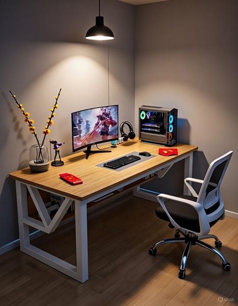 Bàn Làm Việc - Bàn Học Chân Sắt Có Ngăn Tủ Nhỏ Để Đưng Đồ Siêu Tiện Lợi - Nội Thất IGA - GM68