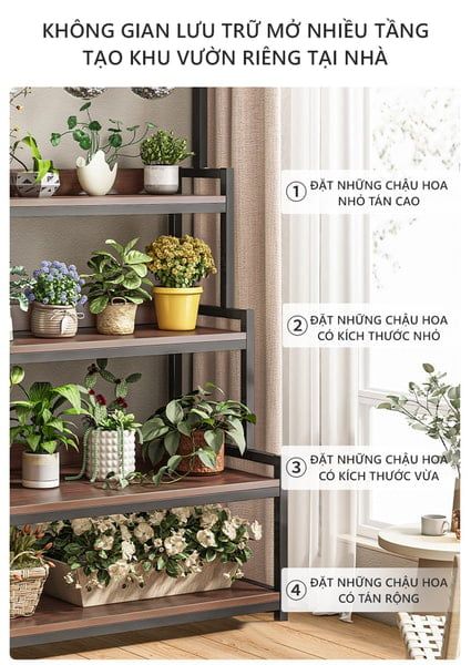 Kệ Cây 3-4 Tầng Gỗ MDF 15 Ly Đa Năng Màu Óc Chó - Nội Thất IGA - GM124