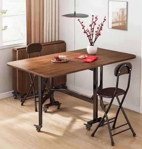 Bàn Ăn Thông Minh Xếp Gọn Kèm Bánh Xe Dễ Dàng Di Chuyển - Nội Thất IGA - GM107