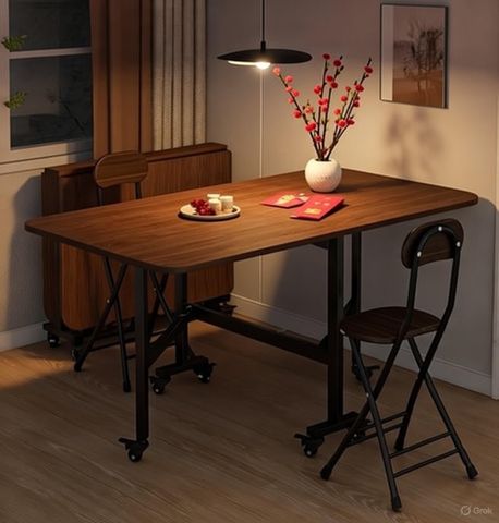 Bàn Ăn Thông Minh Xếp Gọn Kèm Bánh Xe Dễ Dàng Di Chuyển - Nội Thất IGA - GM107