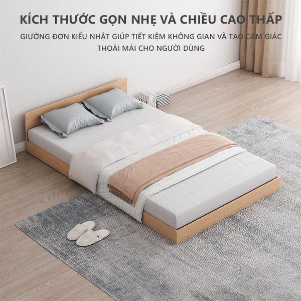 Giường Ngủ Đơn Gỗ MDF Phong Cách Nhật Bản Hiện Đại, Tối Giản GAPI - GP310