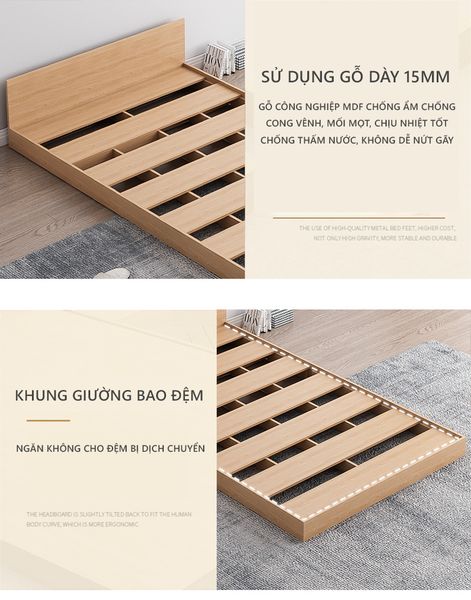 Giường Ngủ Đơn Gỗ MDF Phong Cách Nhật Bản Hiện Đại, Tối Giản GAPI - GP310