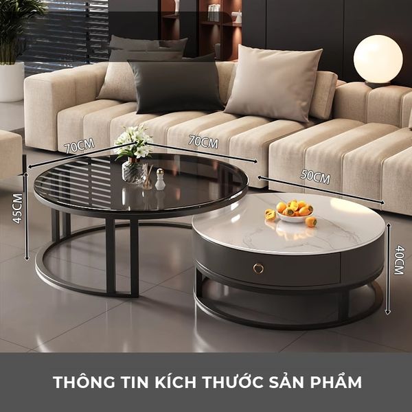 Bàn Trà Sofa Tròn TC Khung Sắt Cao Cấp GAPI - GM148