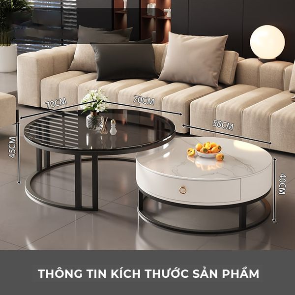 Bàn Trà Sofa Tròn TC Khung Sắt Cao Cấp GAPI - GM148