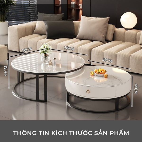 Bàn Trà Sofa Tròn TC Khung Sắt Cao Cấp GAPI - GM148