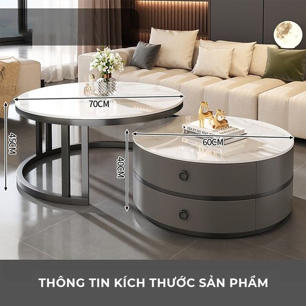 Bàn Trà Sofa Tròn TC Khung Sắt Cao Cấp GAPI - GM148